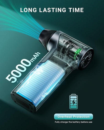 T150 Compressed Air Duster 110000RPM Super Power Air Duster, 3-Gear Adjustable Mini Blower with Fast Charging, Dust Blower for Computer, Keyboard, House, Outdoor,AC,PC and Car