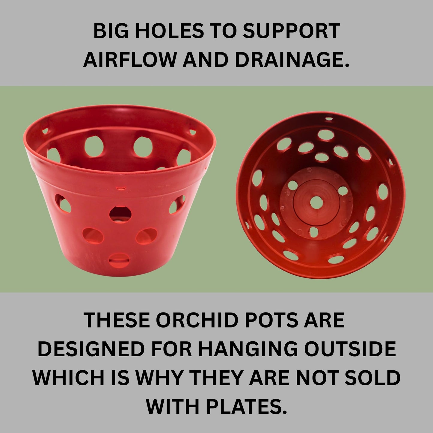 DESQUIGGLE Set of 8 Strong Thick Plastic Hanging Orchid Pots with Holes and Hangers. 2 Each of 9 Inches Wide, 7.5 Inches, 6.5 Inches, 5.5 Inches, Orchid Pots for Repotting, Orchid Planters