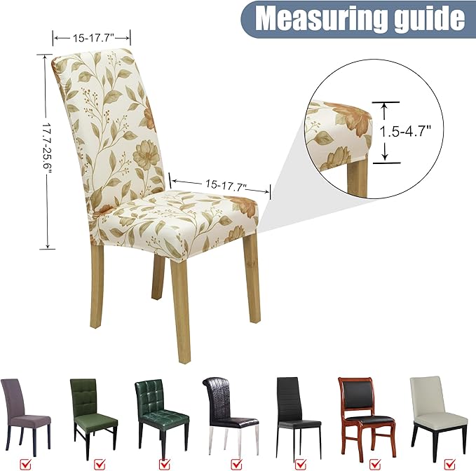 BIETYONE Stretch Dining Chair Covers Set of 6, Soft Removable Washable Kitchen