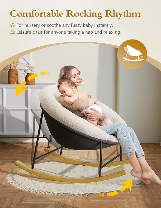 Kidirect Wide Rocking Chair Nursery, Comfy Saucer Nursery Rocking Chairs