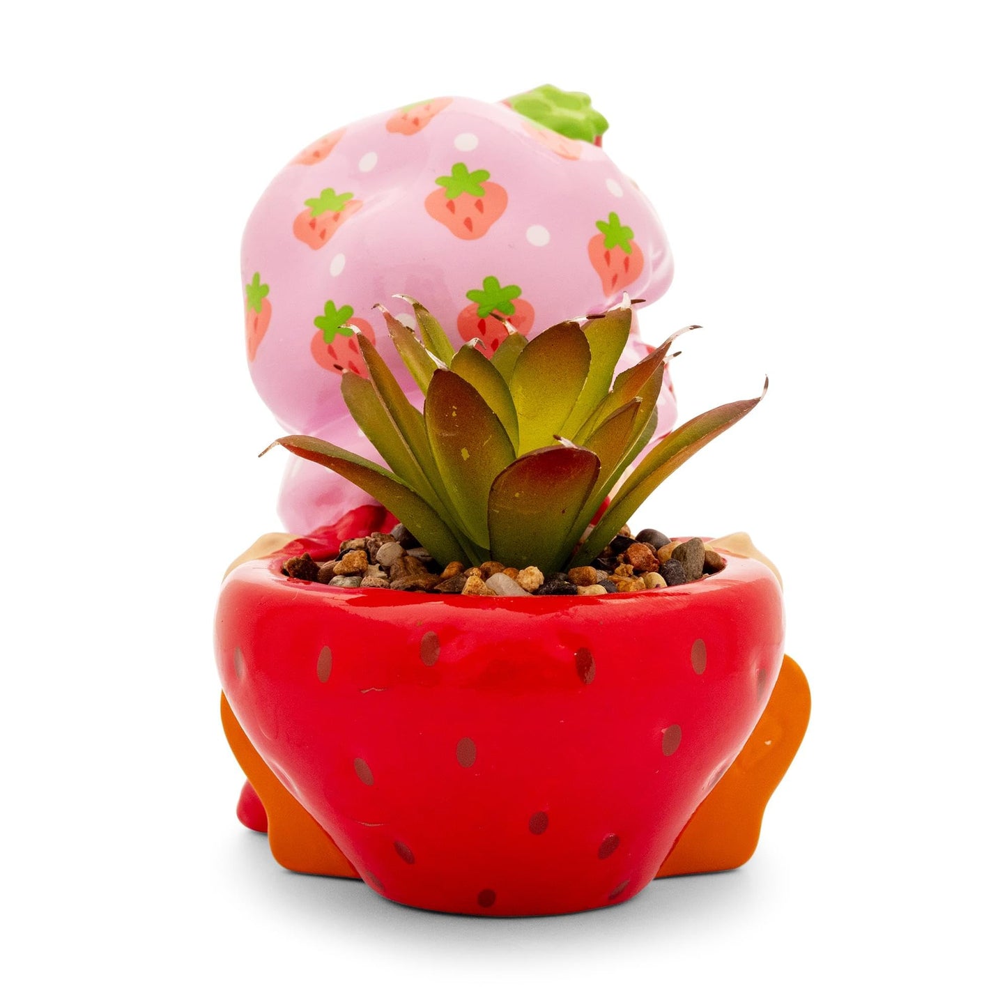 Silver Buffalo Strawberry Shortcake 4-Inch Ceramic Mini Planter with Artificial Succulent