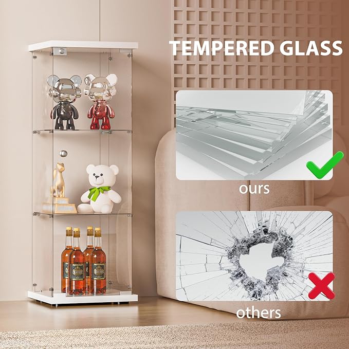 FANYUSHOW 3-Shelf Glass Display Cabinet