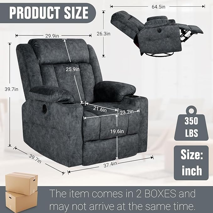 LEVELEVE Retro Rocking Recliner Chair, Massage Rocker Recliner Chair