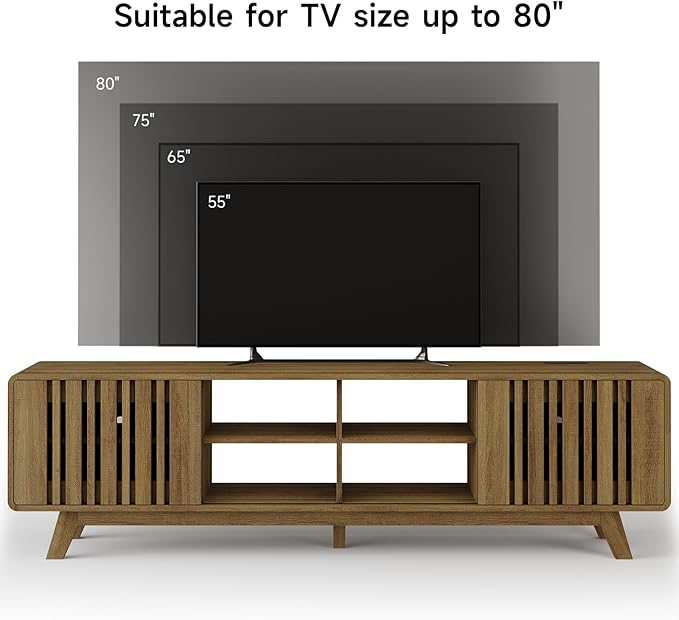 ONBRILL 70-Inch TV Stand for TVs up to 80 Inch, Mid-Century Modern Television