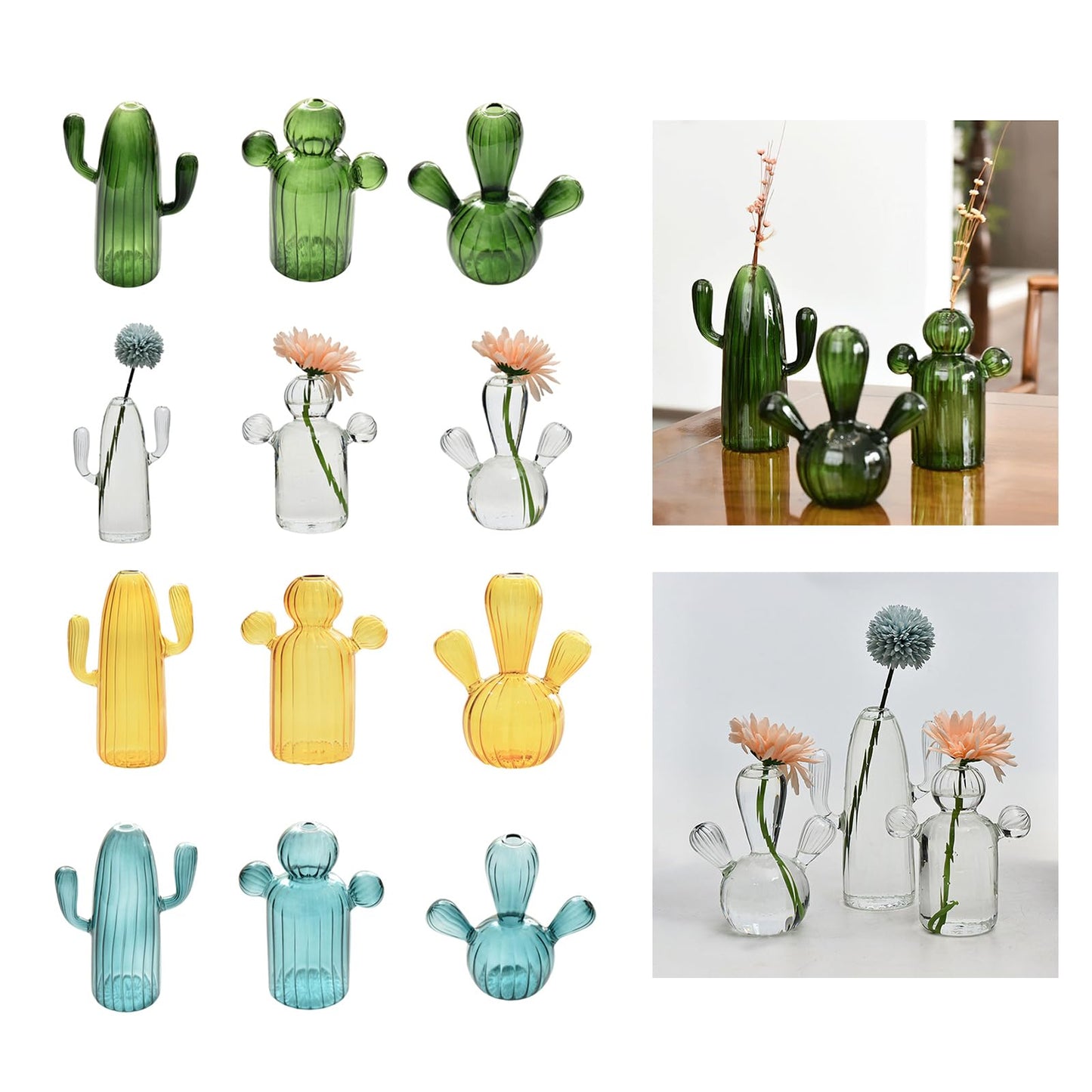 Cactus Glass Vase Flower Plant Flowerpots Decorations Home Hydroponics Terrariums Flower Arrangement Flowerpots Livingooms Decors Cactus