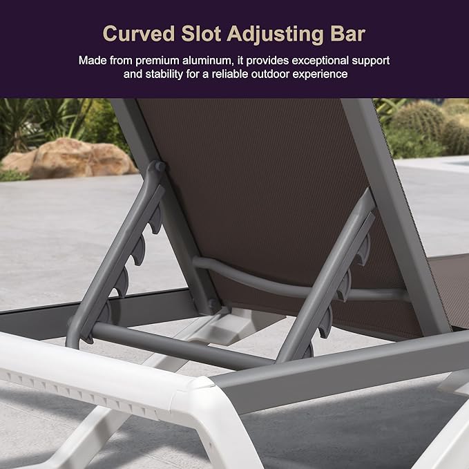PURPLE LEAF Patio Chaise Lounge Chair Set Outside Aluminum Plastic Stackable