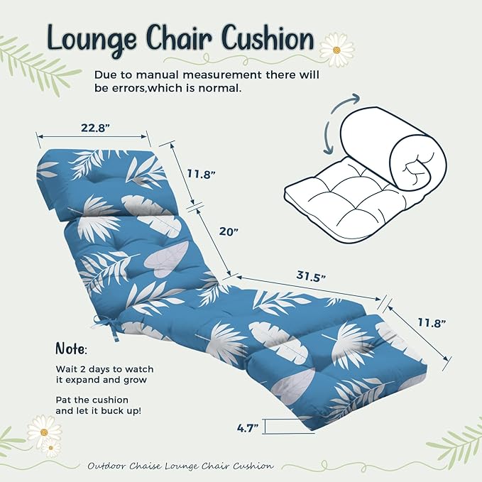 4 Pack Outdoor Chaise Lounge Chair Cushion 75.1 x 22.8 x 4.7 Inches 100%