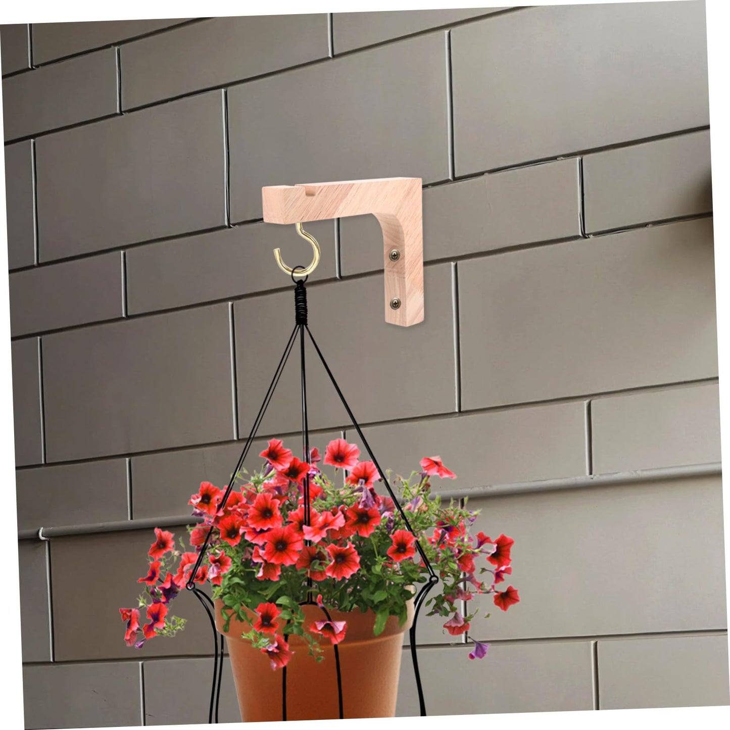 NIYANGLE 2pcs Heavy-Duty Wooden Plant Hanging Hooks Wall Mount Plant Hangers for Indoor Outdoor Pots Decorative Natural Wood Finish