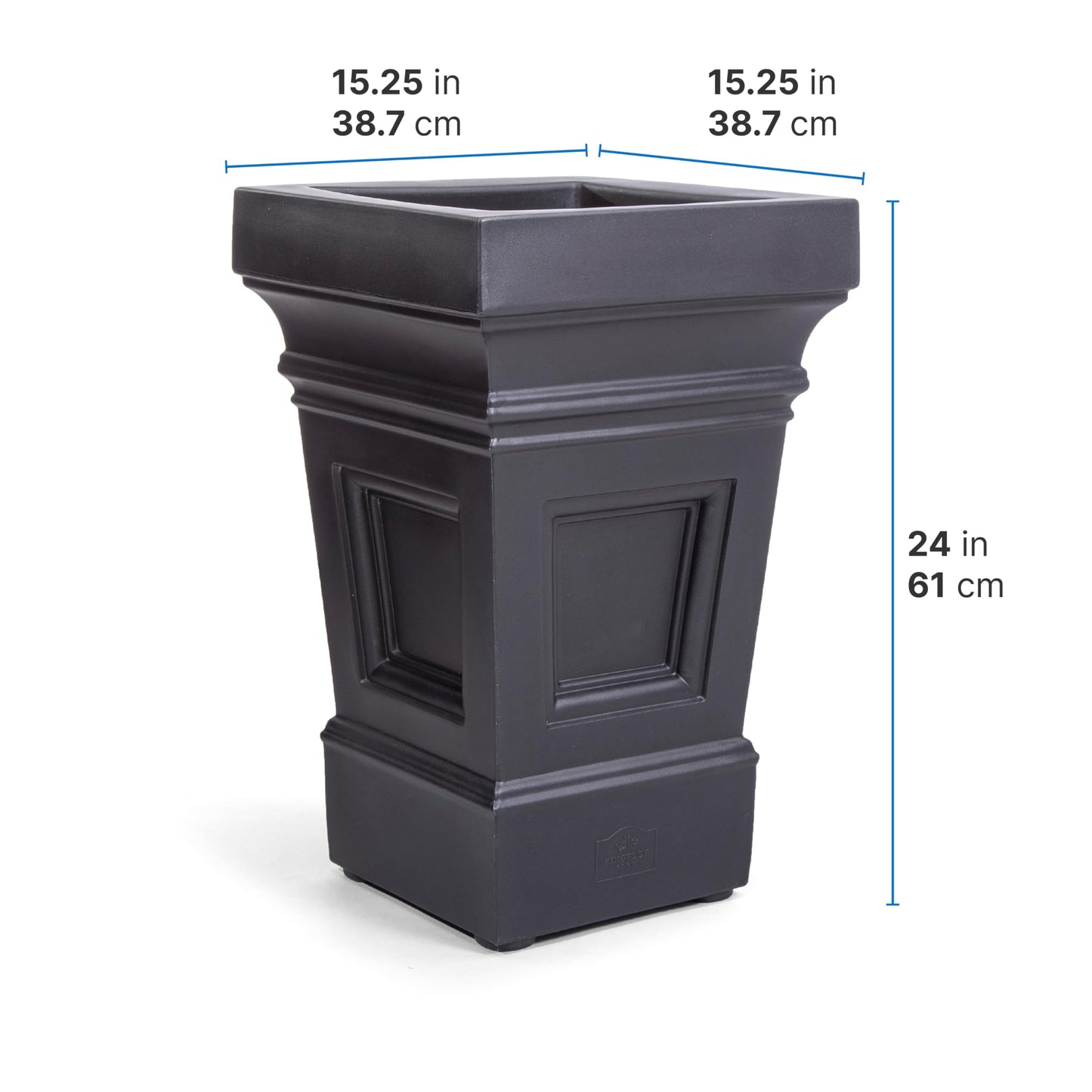 Step2 Atherton Square Planter, Large Planters for Outdoor Plants, Gardening and Flower Pot for Patio or Porch, Efficient Drainage, Durable Plastic, Onyx Black, 2-Pack