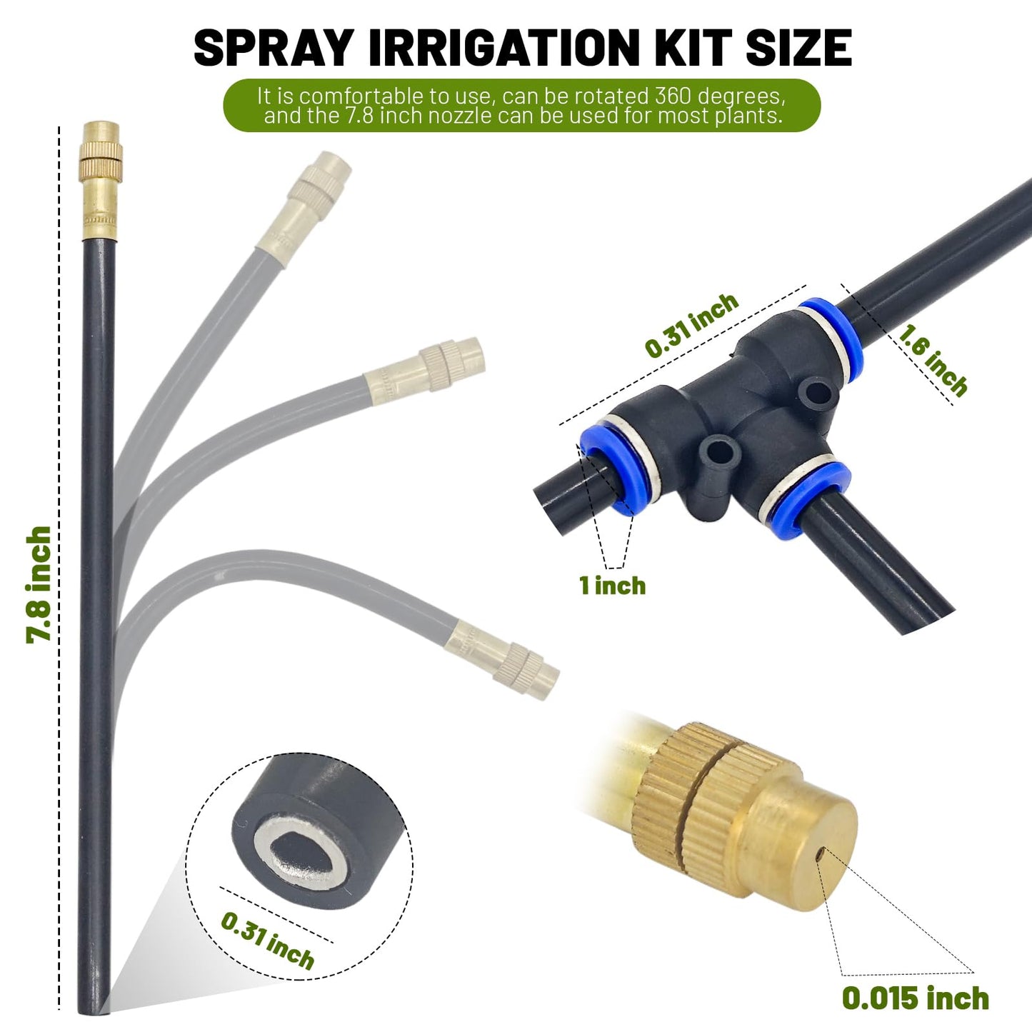Thiswing 360° Adjustable Drip Irrigation System - 30 FT Garden Watering System with 10 Nozzles, Raised Bed Sprinkler Irrigation System, Garden Mister for Yard, Lawn, Plants, 5/16" Tubing