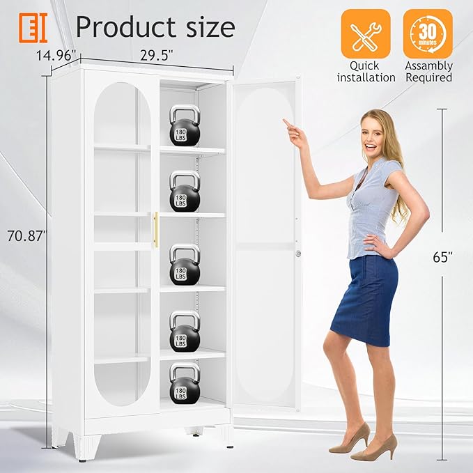 PAOFIN 71" H Locking Display Cabinet