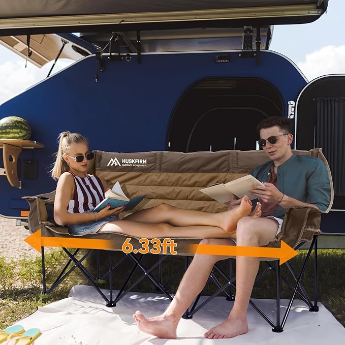 Huskfirm 3 Person Camping Chairs Folding Double Camping Chair Portable