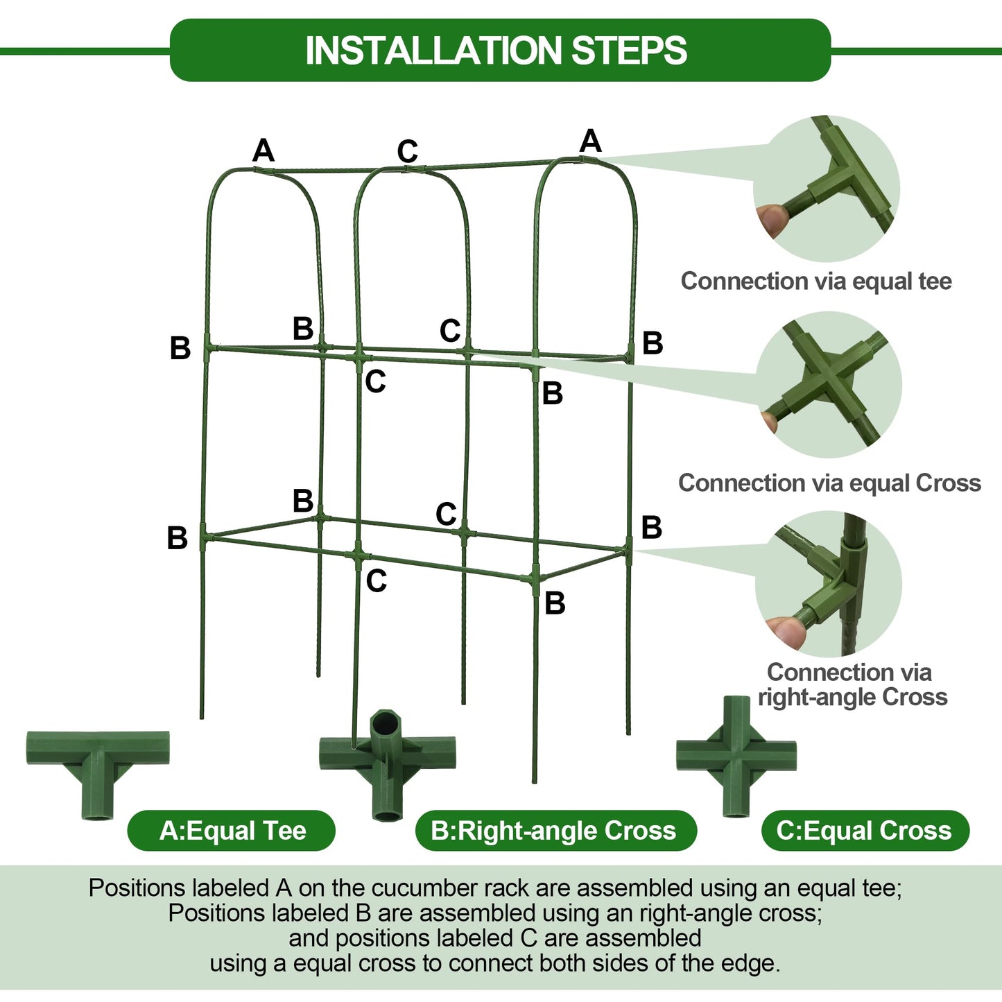 Garden Cucumber Trellis for Climbing Plants, Outdoor Metal Garden Arch Trellis, Plant Support for Vegetables Tomato Trellis Raised Garden Bed (Green, 31.5" Lx21.6 Wx47.2 H-S)