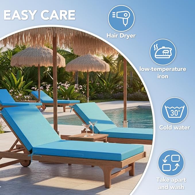 L'AGRATY Outdoor Lounge Chaise Cushion: 72x21x3 Inch Waterproof Lounge Chair
