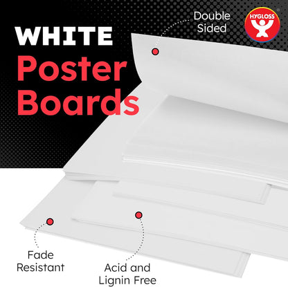Hygloss Medium Poster Board 11x14 - 25 Poster Boards Bulk Pack - 10 Pt. Thickness White Poster Board Paper for Projects, Presentations, Displays, Signs, Crafts - Blank Posterboard Multipack 11" x 14"