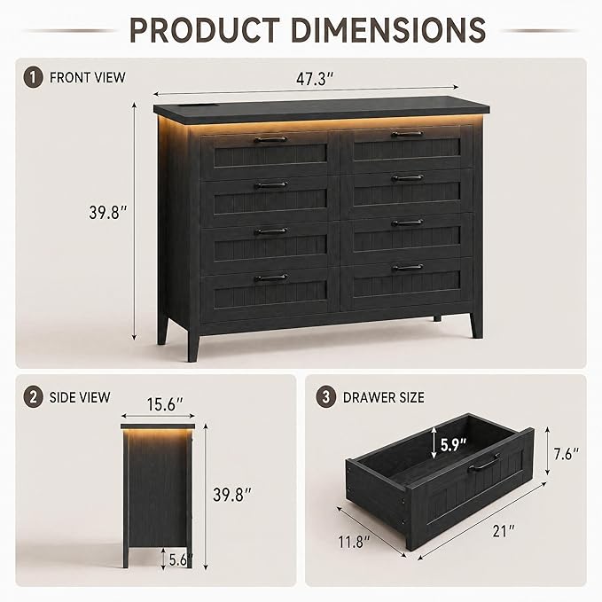 GarveeLife 8 Drawer Chest Dresser