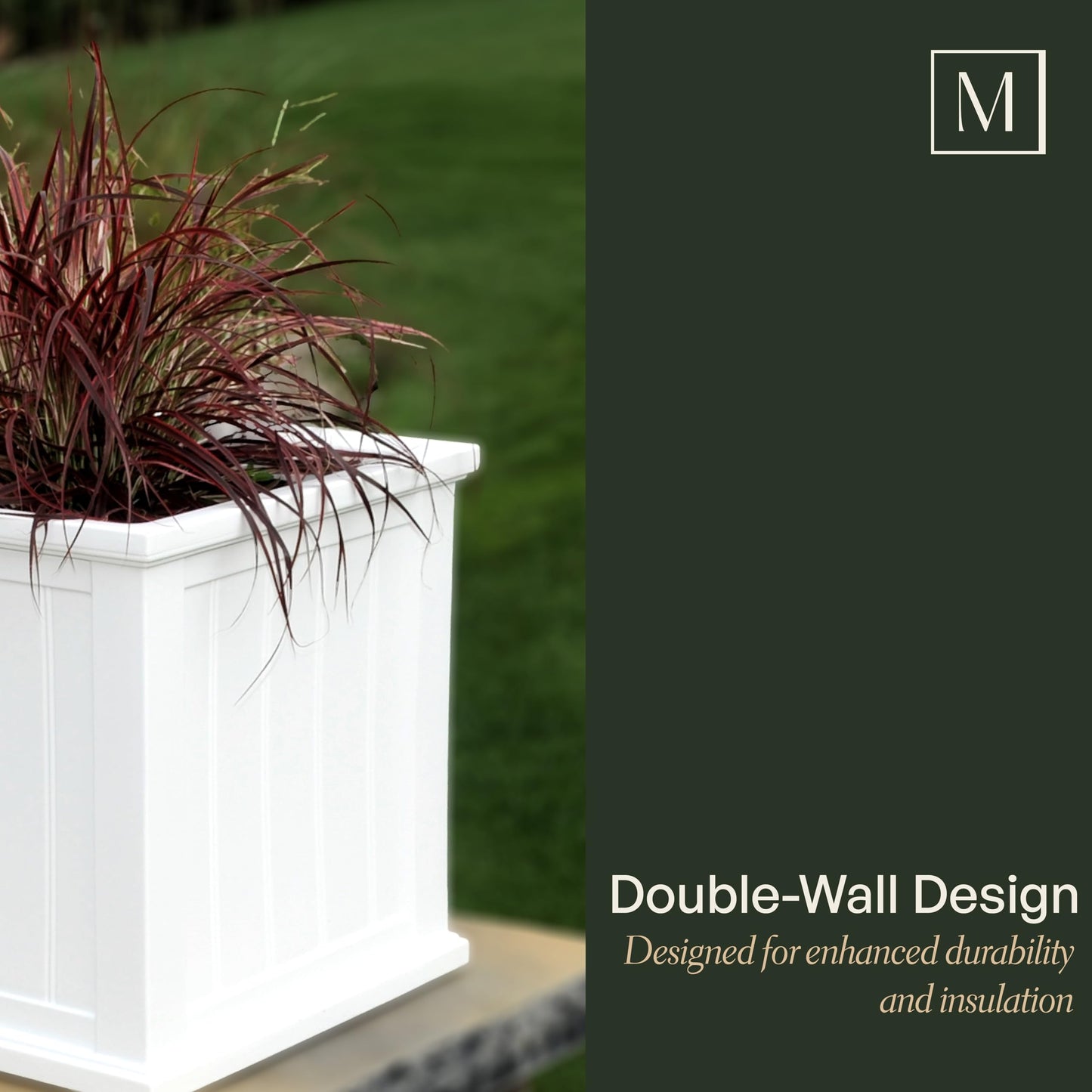 Mayne 4838-W Cape Cod 20x20 Square Polyethylene Planter, 20" x 20", White