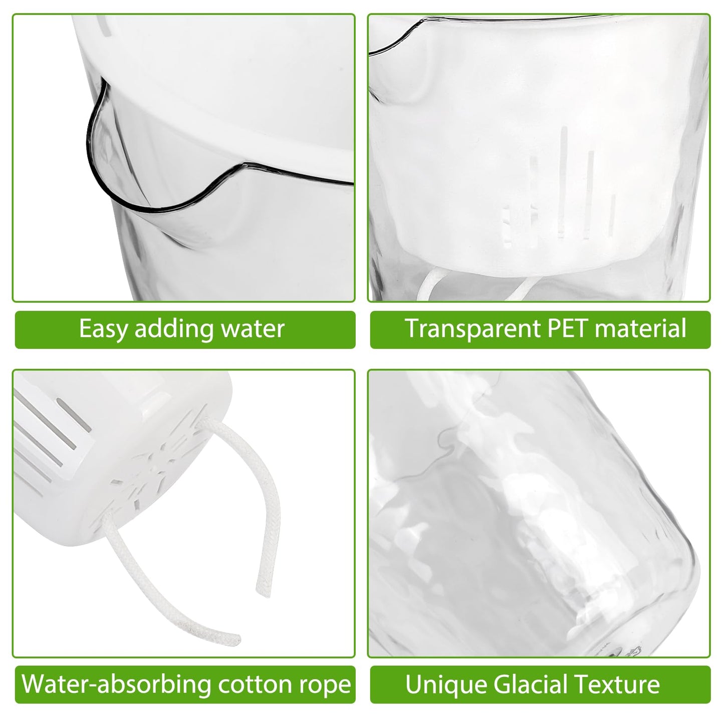 OFFKITSLY 4 Pack Self Watering Plant Pot, 6/4 Inch Plastic Self Watering Pots for Indoor Plants African Violet Pots Easy Plant Self Watering Pot with Wick Rope for Plants Flowers