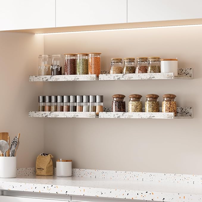 upsimples Floating Shelves for Wall, Wall Shelves for Decor Storage Set of 6