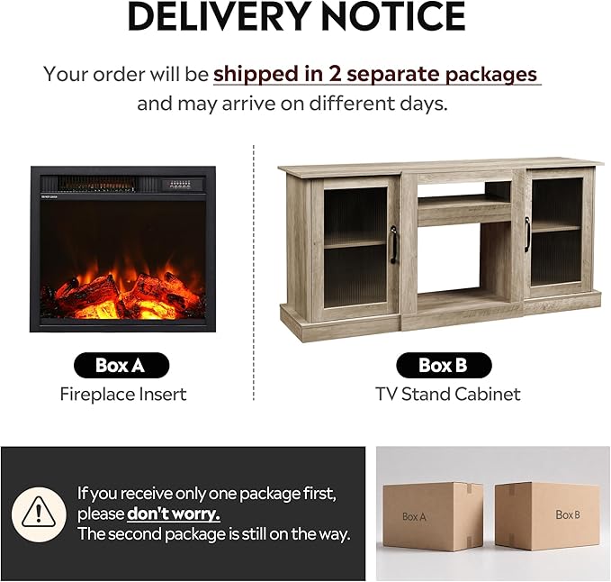 WLIVE Fireplace TV Stand for 65" TV, Entertainment Center
