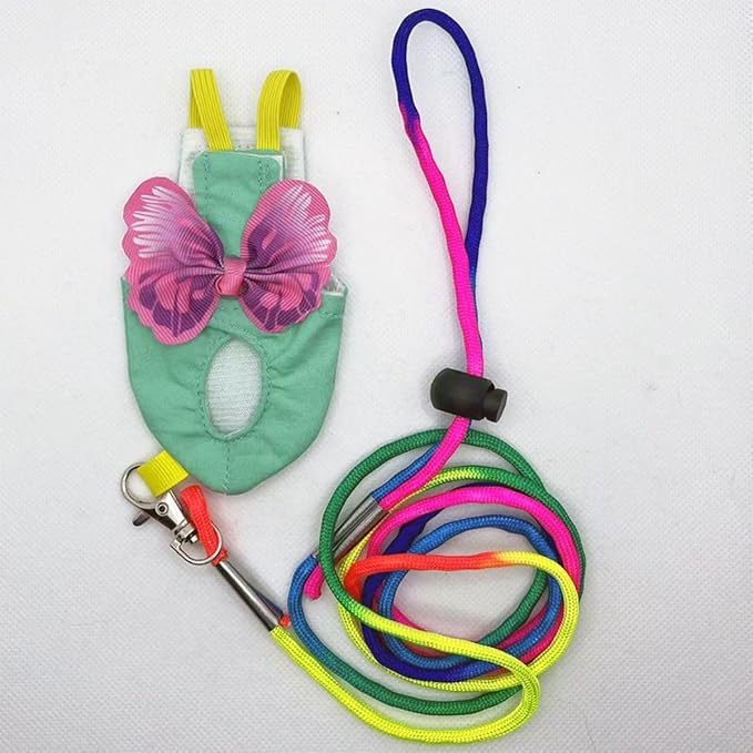 Bird Diaper Harness Flight Suit Clothes, Parrot Flight Suit with Leash for Parrot, Bird Flying Clothes for Outdoor Activities Training (with Leash,L)