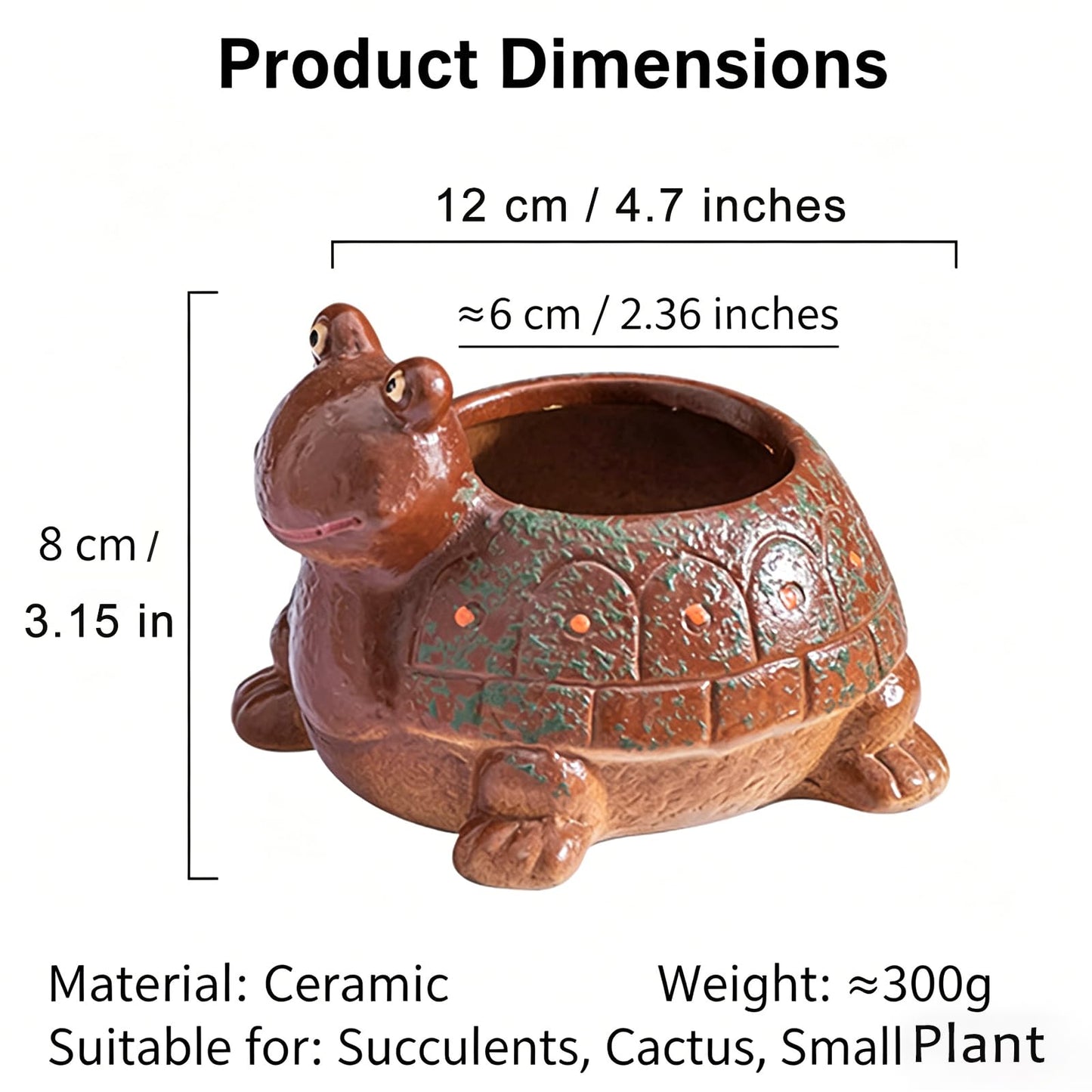 Cute Turtle Planter Succulent Pots, Small Succulent Planters with Drainage Hole, Turtle Plant Pots for Home Office Desktop, Turtle Flower Pot for Indoor Outdoor Decorations, Turtle Gifts for Women