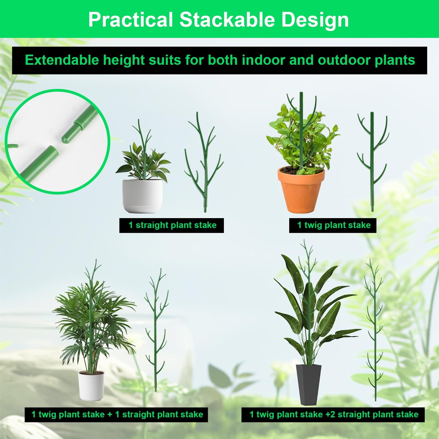 letesult 11 Pack Monstera Plant Support - 71.4" Plant Support Stakes for Indoor Plants Sticks Support Tall Indoor Plant Stakes with Twist Ties Stackable Plant Stem Support for Monstera Plants