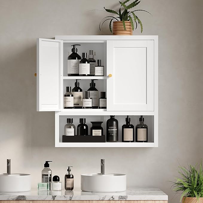 YAUWOH Metal Bathroom Storage Cabinet, Metal Storage Cabinet