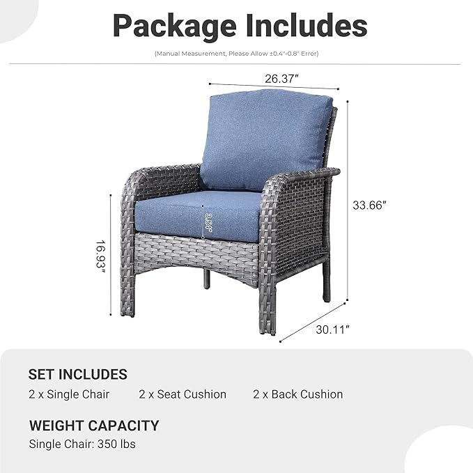 ovios 2-Piece Patio Furniture Set, Outdoor Wicker Sofa