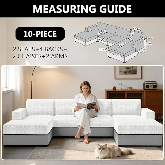 UNBBRRL 10 Pieces Stretch Sofa Cushion Covers