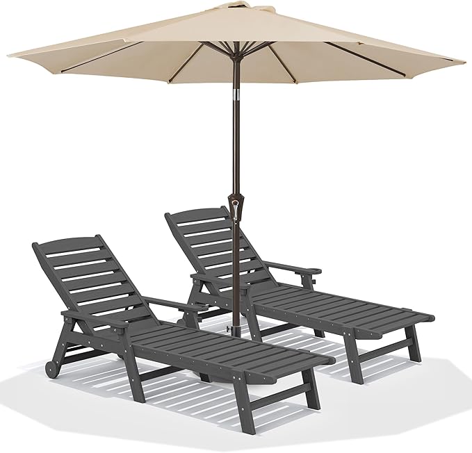 SERWALL Patio Chaise Lounge Chair Set of 2