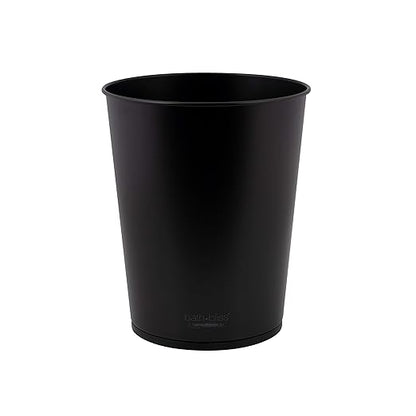 Bath Bliss 5 Liter Small Wastebasket | Round Open Top | Trash Can | Bathroom | Bedroom | Kitchen | Office | Dorm | Disposal Waste Bin | Garbage | Matte Black