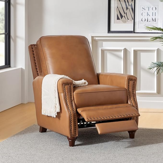 HULALA HOME Genuine Leather Manual Recliner Chairs Set of 2