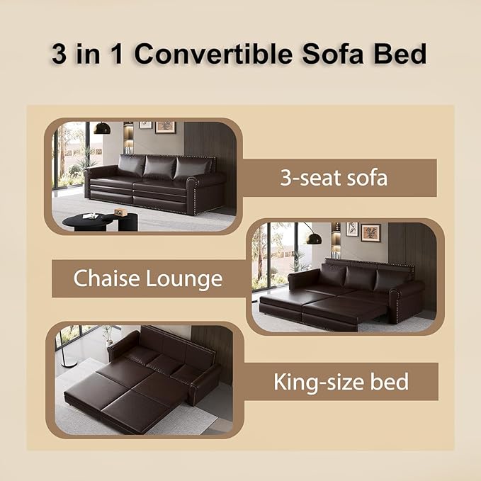 Faux Leather Sleeper Sofa Couch