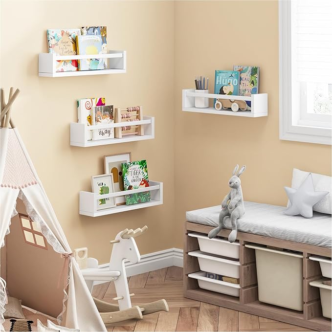 Fixwal Floating Book Shelves for Wall, 16.5 Inch Nursery Book Shelves for