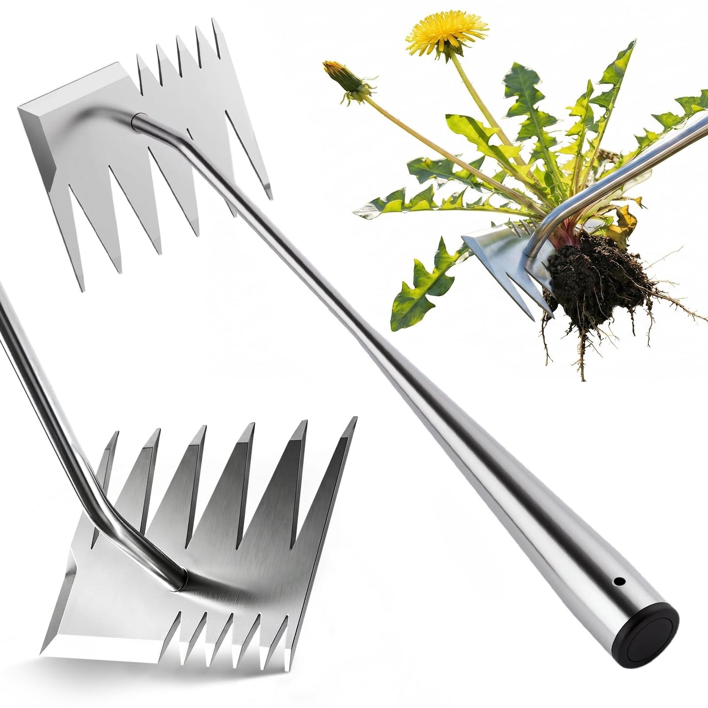 LOOHOI Garden Hand Weeder Tool, Heavy-Duty Stainless Steel Weeding Tool for Deep Root Removal, Portable Garden Weed Removal Tool for Lawn, Flower Beds & Yard