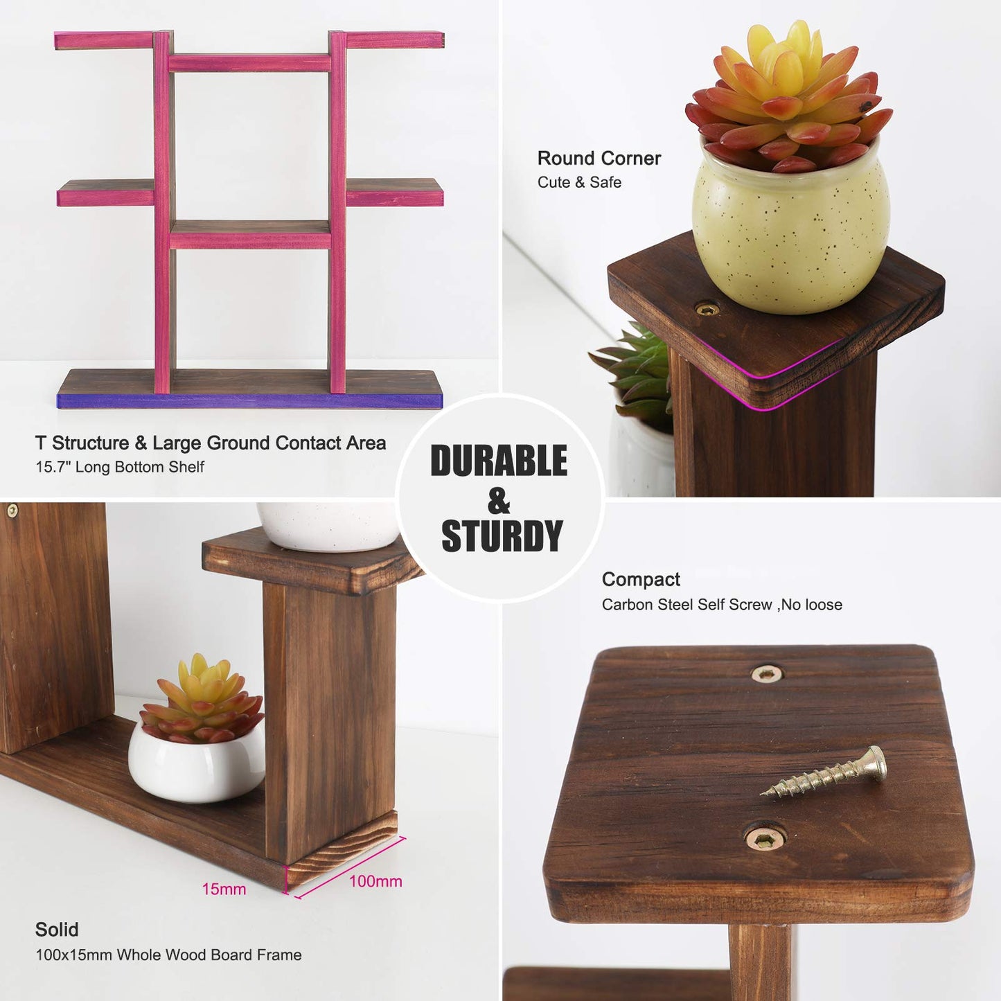 COOGOU Wood Desktop Plant Stand Indoor Small Windowsill Flower Shelf Tabletop Plant Shelf Holder Display Rack for Succulent Herb in Living Room Office 9 Tiers