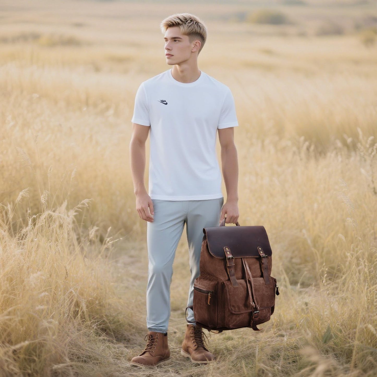 NEHOR Vintage Waxed Canvas Backpack Casual