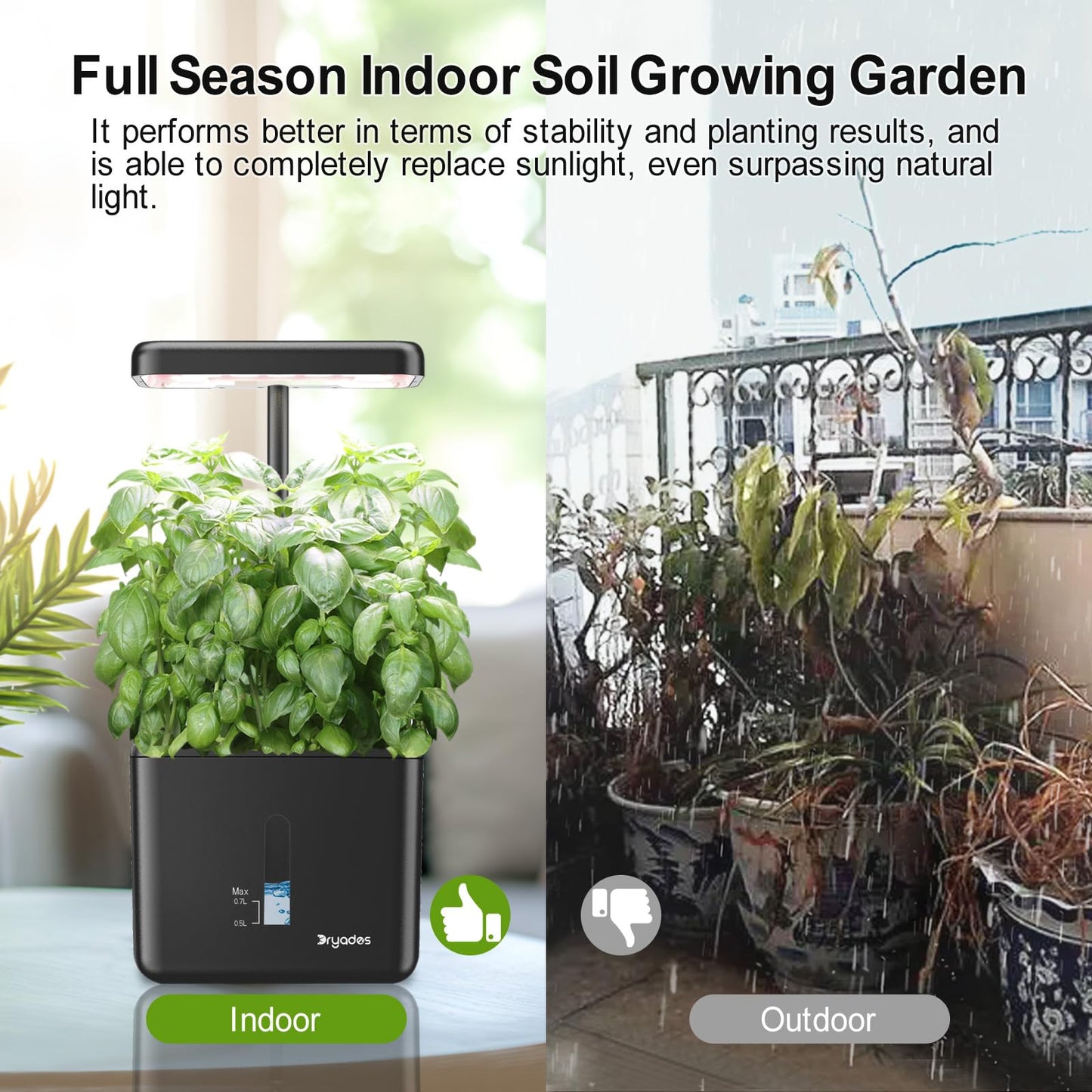Indoor Garden Growing Systems Self-Watering Plant Pot Smart Gardening System with 17 Watts LED Grow Light Auto Timer Gardening Plant Gifts for Mom Plant Pot for vegetables herbs(No Seeds&Soil)
