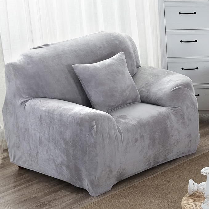 vctops 1-Piece Velvet Plush Stretch Chair Sofa Slipcover Soft Fuzzy Fluffy