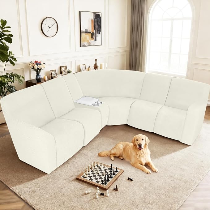 ALIECOM 100% Waterproof Recliner Sectional Couch Covers L Shape Stretch Corner