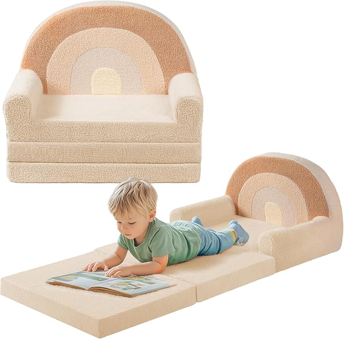 little dove Extra Wide Soft Toddler Couch Fold Out, Comfy Toddler Chair