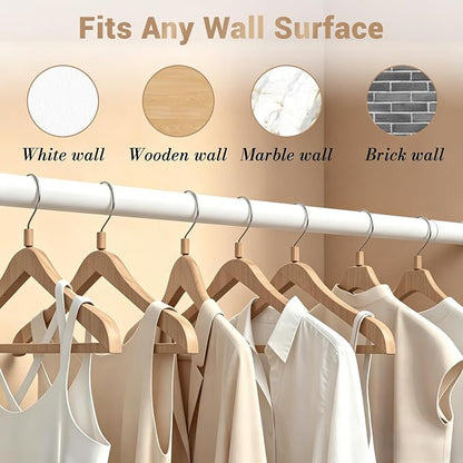 Closet Rod Adjustable 17 to 83 Inch, 1-1/4” Diameter, Closet Rods for Hanging Clothes, Stepless Metal Heavy Duty Hanging Rod for Closet Wardrobes Laundry RV (White)