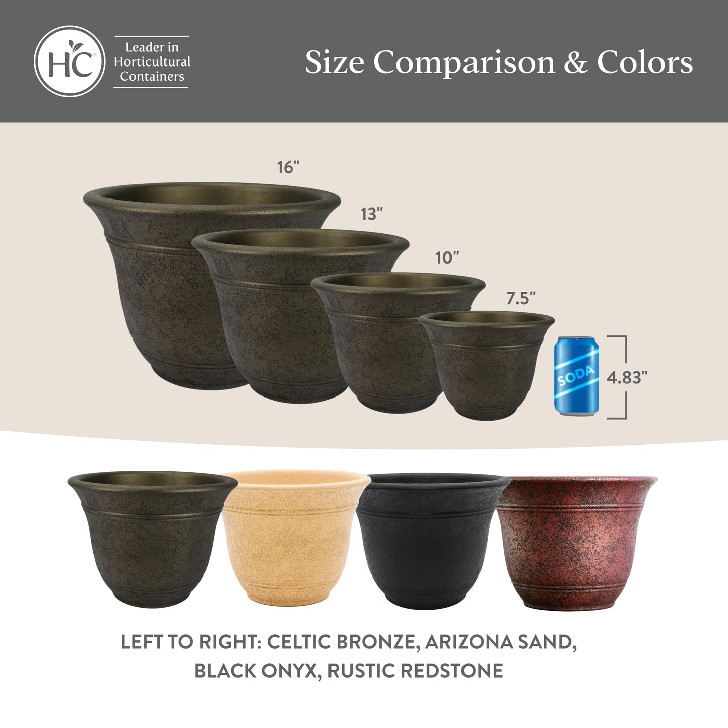 The HC Companies Sierra Round Self-Watering Pot - Lightweight Plastic Planter for Herbs & More - Durable Plant Pots for Indoor Plants & Outdoor Plants (7.5” Rustic Redstone, Pack of 2)
