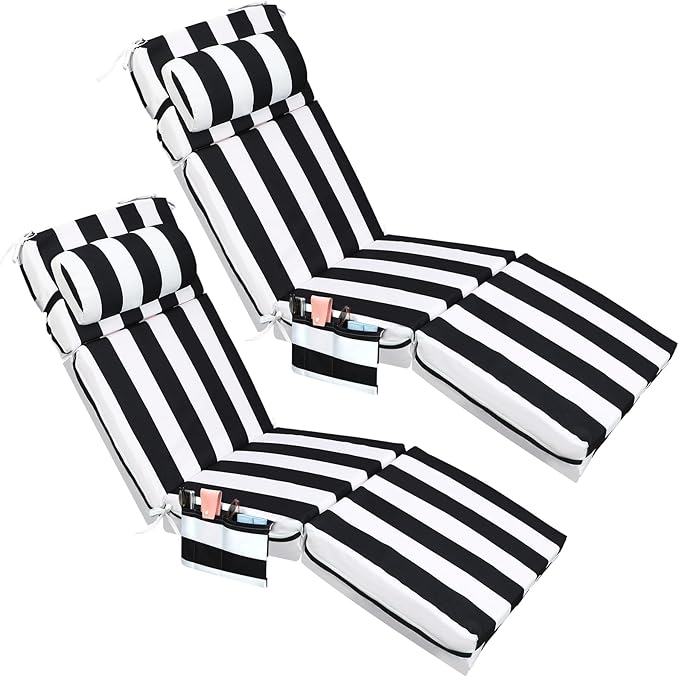Wenqik 2 Pcs Outdoor Chaise Lounge Cushion