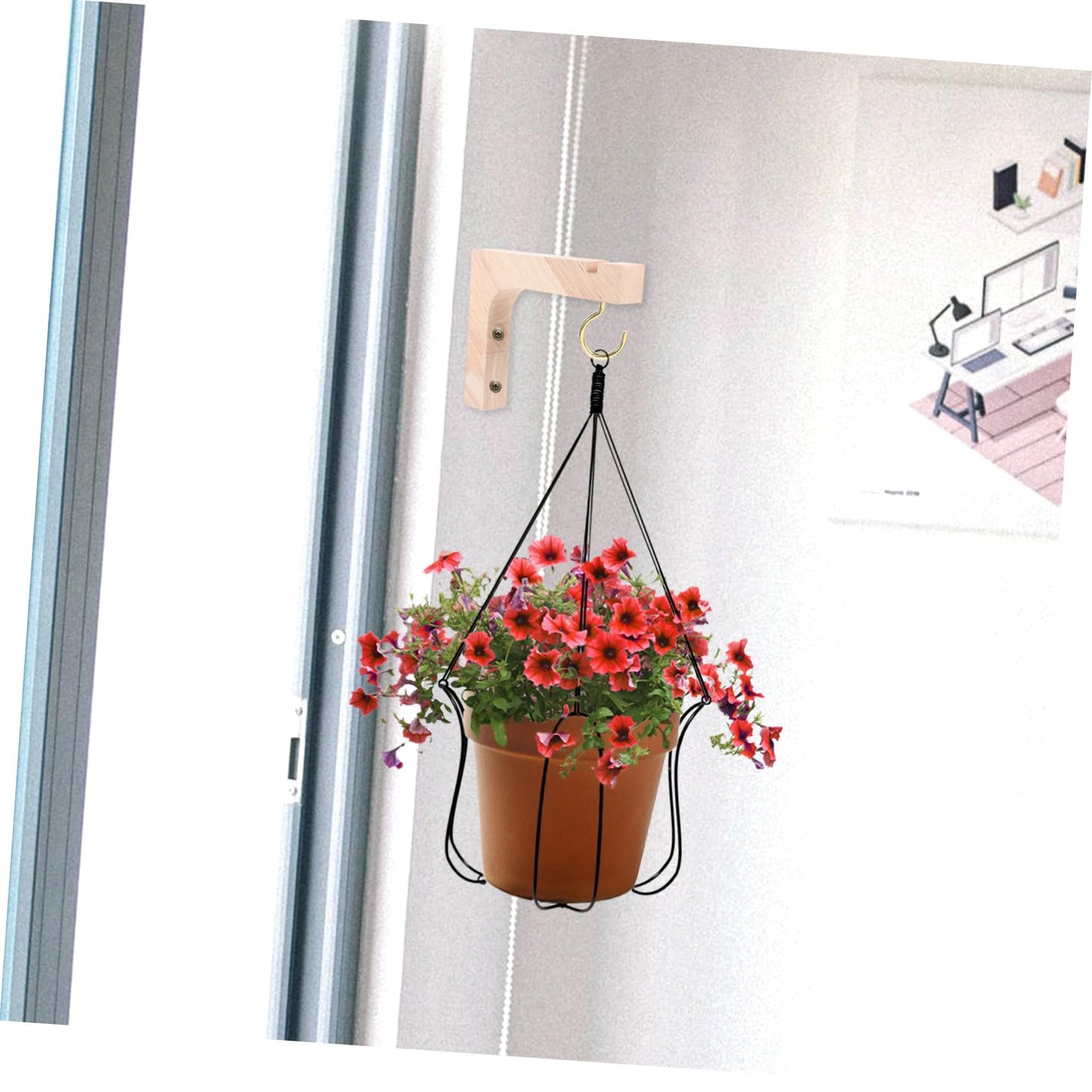 VOSAREA 2pcs Wooden Plant Hooks Heavy-Duty Wall Mount Plant Hangers for Indoor and Outdoor Hanging Planters Ceiling and Wall Bracket Supports