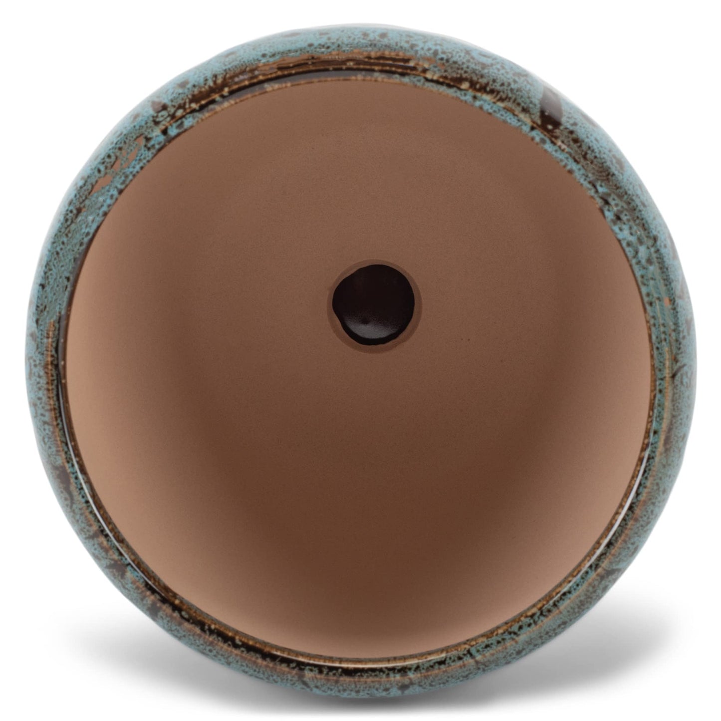Napco Mottled Teal and Black 4.5 Inch Ceramic Flower Pot Planter with Saucer