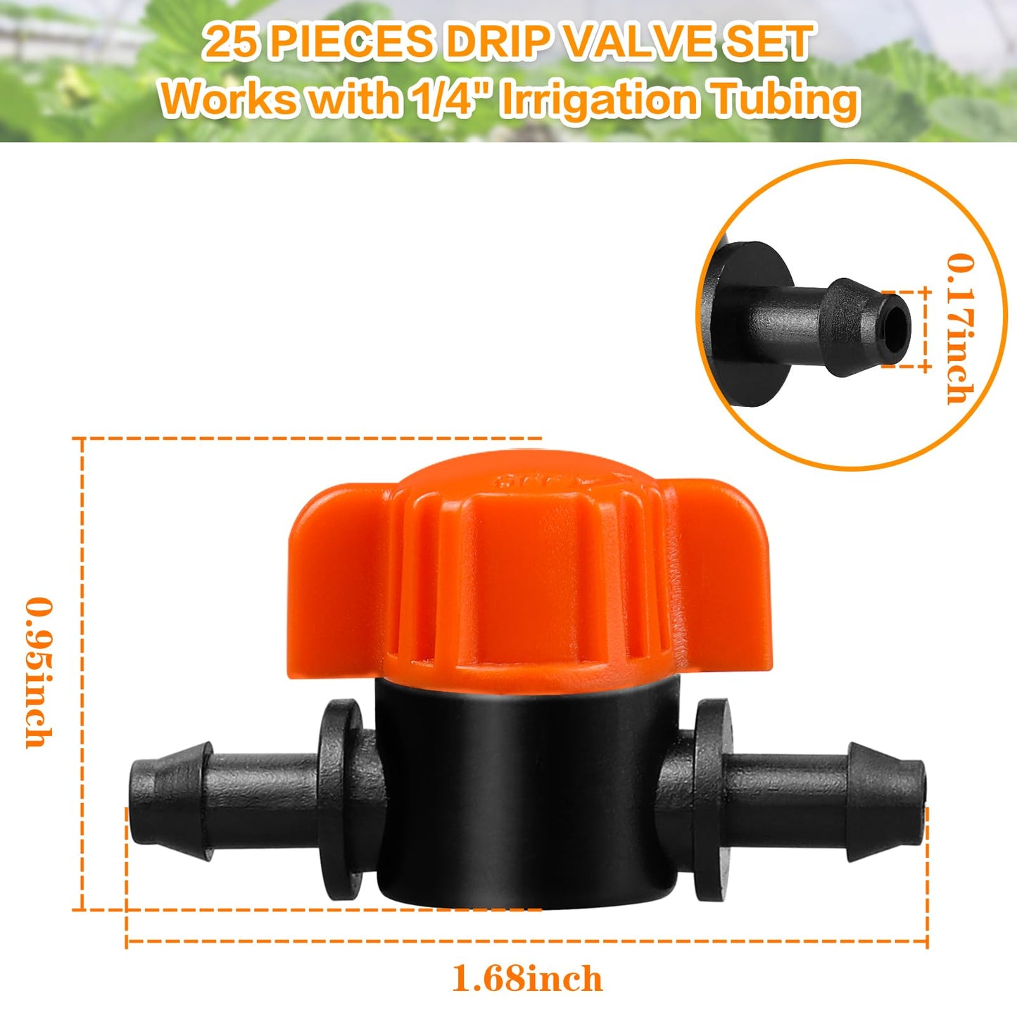 Gardrip 1/4" Drip Irrigation Valve - 25 Pack Shut Off Switch Fits 1/4 Inch Drip Tubing - Cut Off Valve for Garden Lawn Irrigation