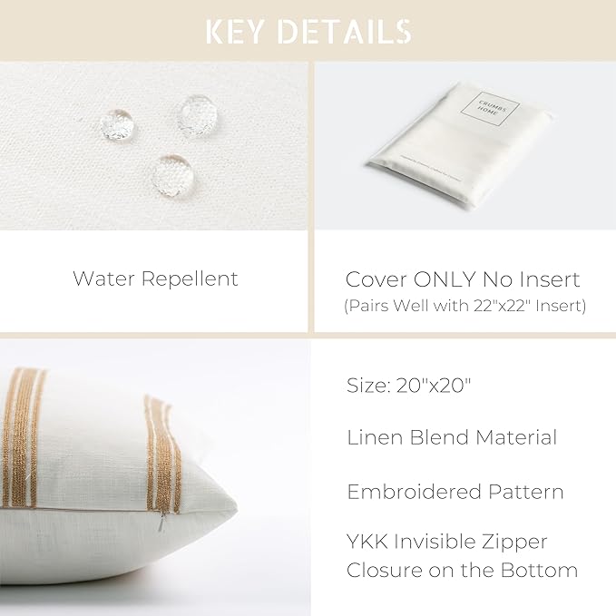Crumbs Home Modern Farmhouse Fall Linen Indoor Outdoor Throw Pillow Cover Only