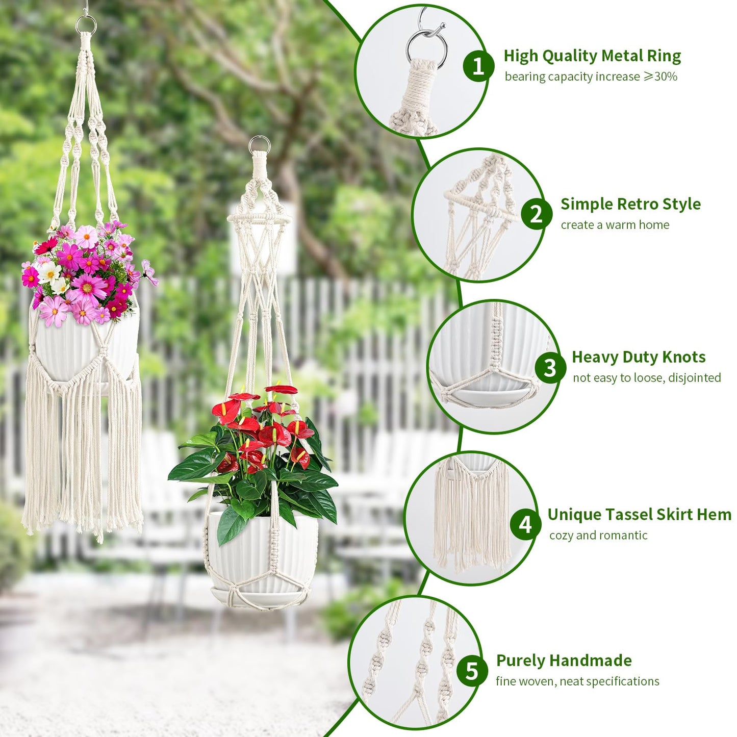 SFENNGPET Macrame Plant Hangers, 6Pack Hanging Planters for Indoor Plants w/ 6 Set Hangers Kit Handmade Macromay Plant Hangers Indoor Flower Pots Holder Stand for Boho Home Décor (POTS NOT Included)